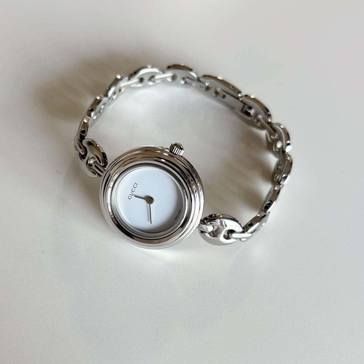 Gucci 1990s Interchangeable Bezel Stainless steel Chain Watch with 6 bezels, case (165mm)