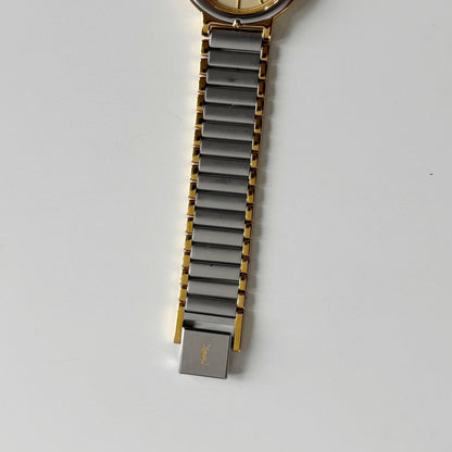 Yves Saint Laurent 1990s Large Round Dial Two Tone Gold Plated Watch (Large)