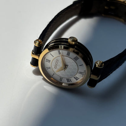 Gucci 1990s Round Dial Gold Plated Watch