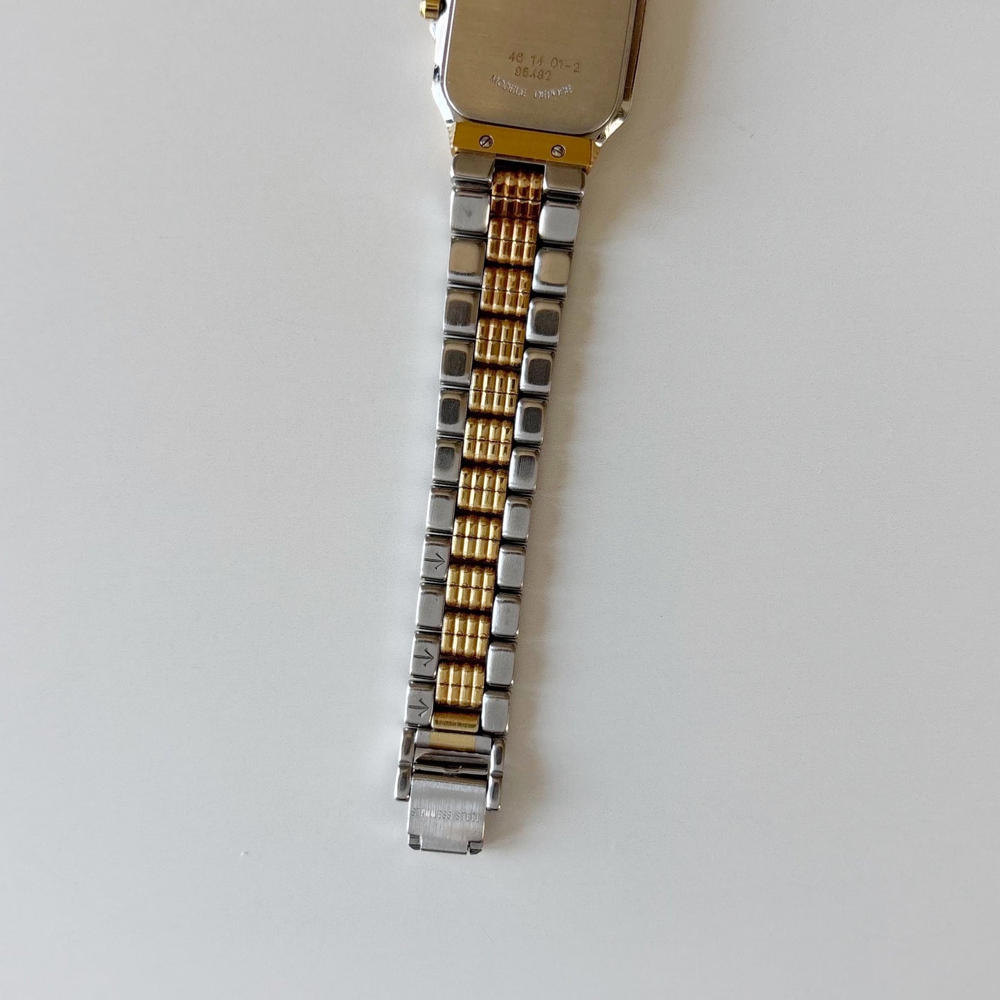 Dior 1980s Tank Two Tone Gold Plated Watch