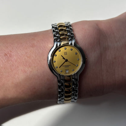 Givenchy 1990s Round Dial Two Tone Watch