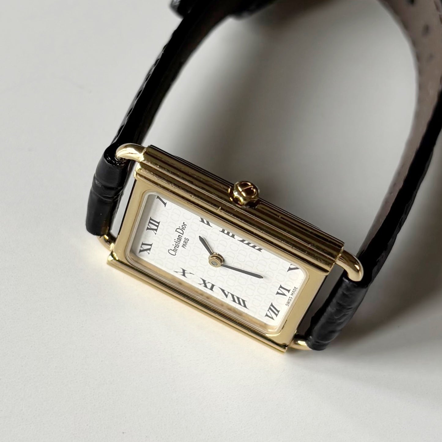 Dior 1990s CD Logo Tank Gold Plated Watch