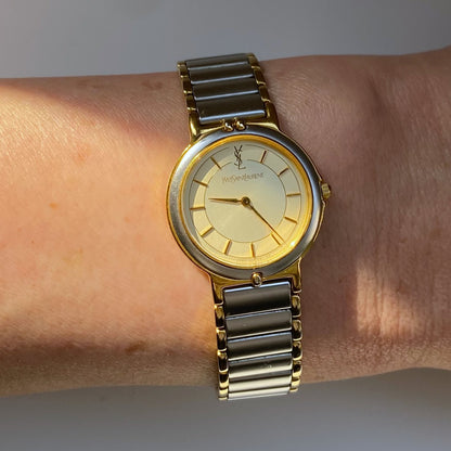 Yves Saint Laurent 1990s Round Two Tone Watch