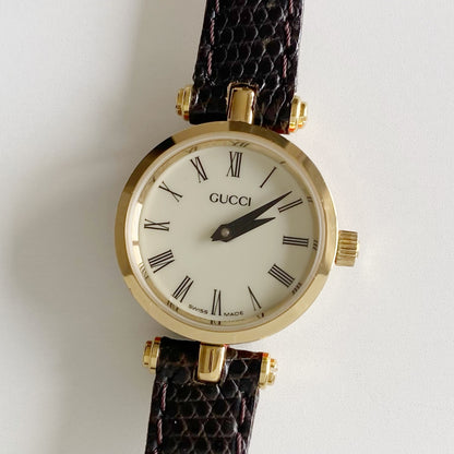 Gucci 1990s Sherry Round Dial Gold Plated Watch
