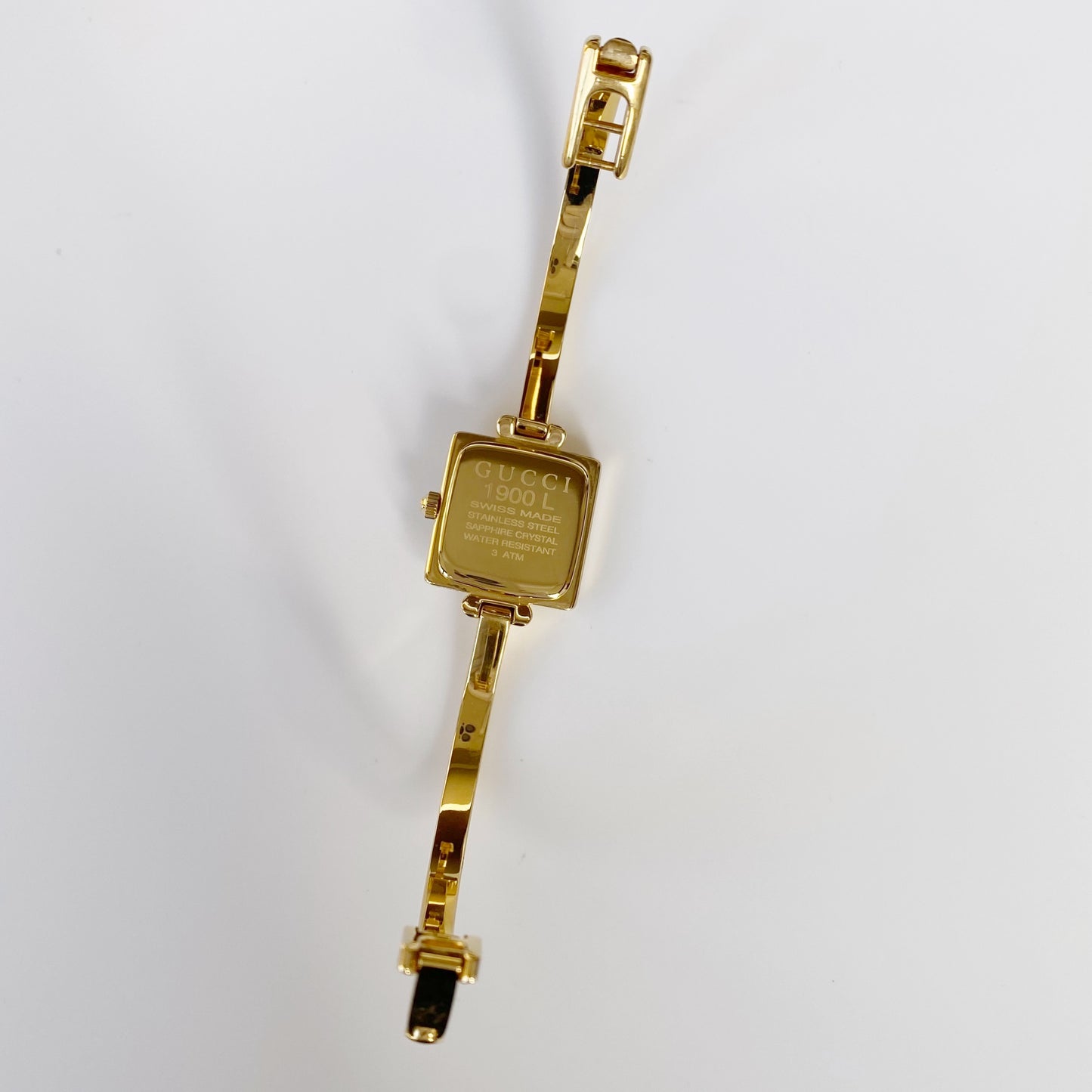 Gucci 1990s Square Dial Gold Plated Bangle Watch