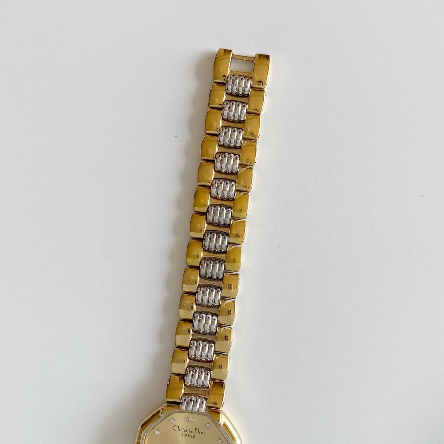 Dior 1990s Octagon Two Tone Gold Plated Watch
