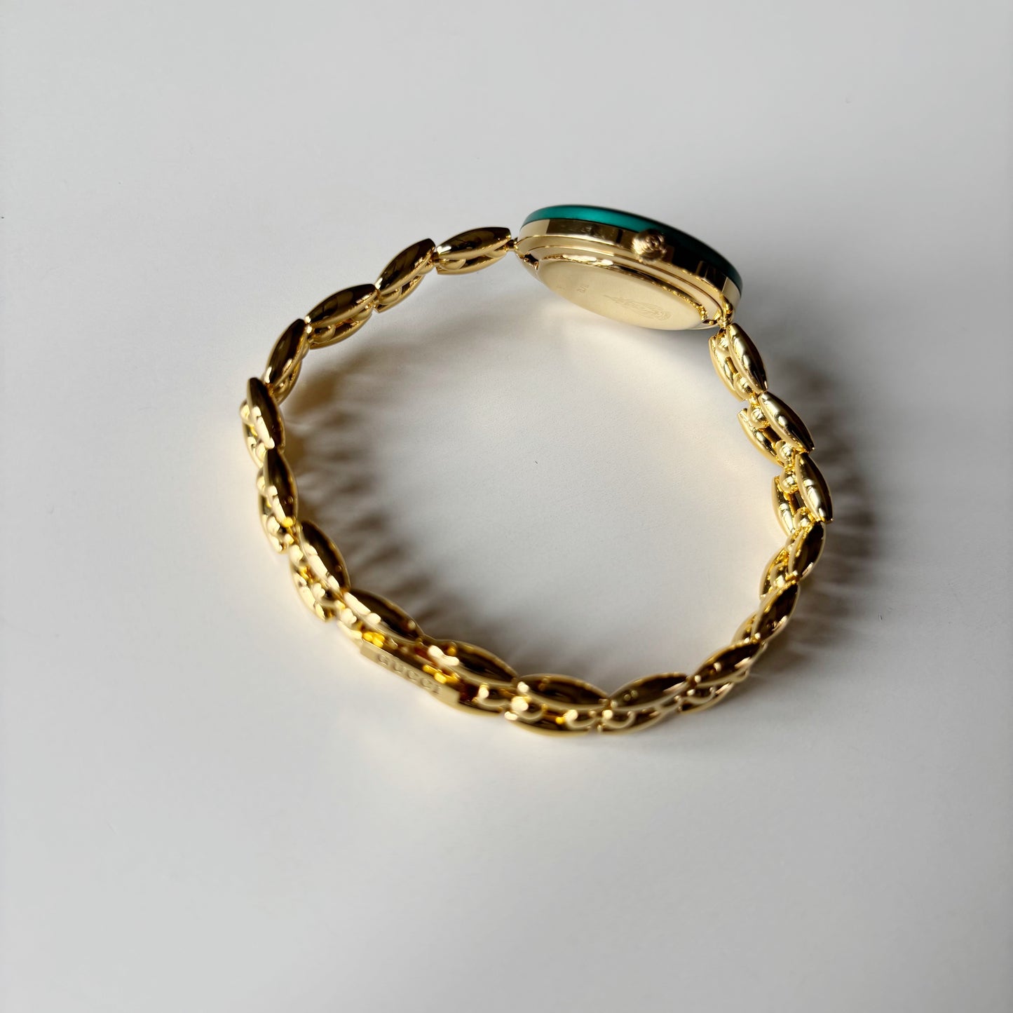 Gucci 1990s Interchangeable Bezel Gold Plated Rice Chain Watch with 6 bezels, case (165mm)
