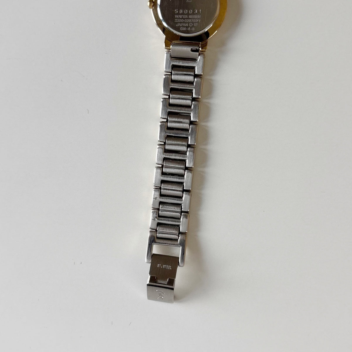 Yves Saint Laurent 1990s Cream Round Dial Two-Tone Gold-Plated Watch
