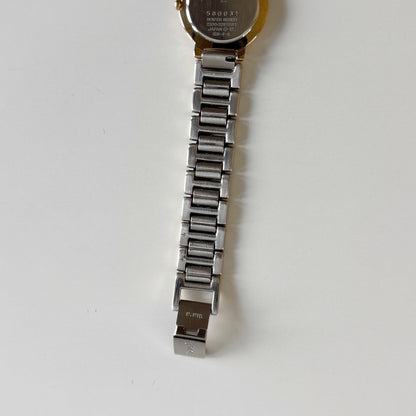 Yves Saint Laurent 1990s Cream Round Dial Two-Tone Gold-Plated Watch