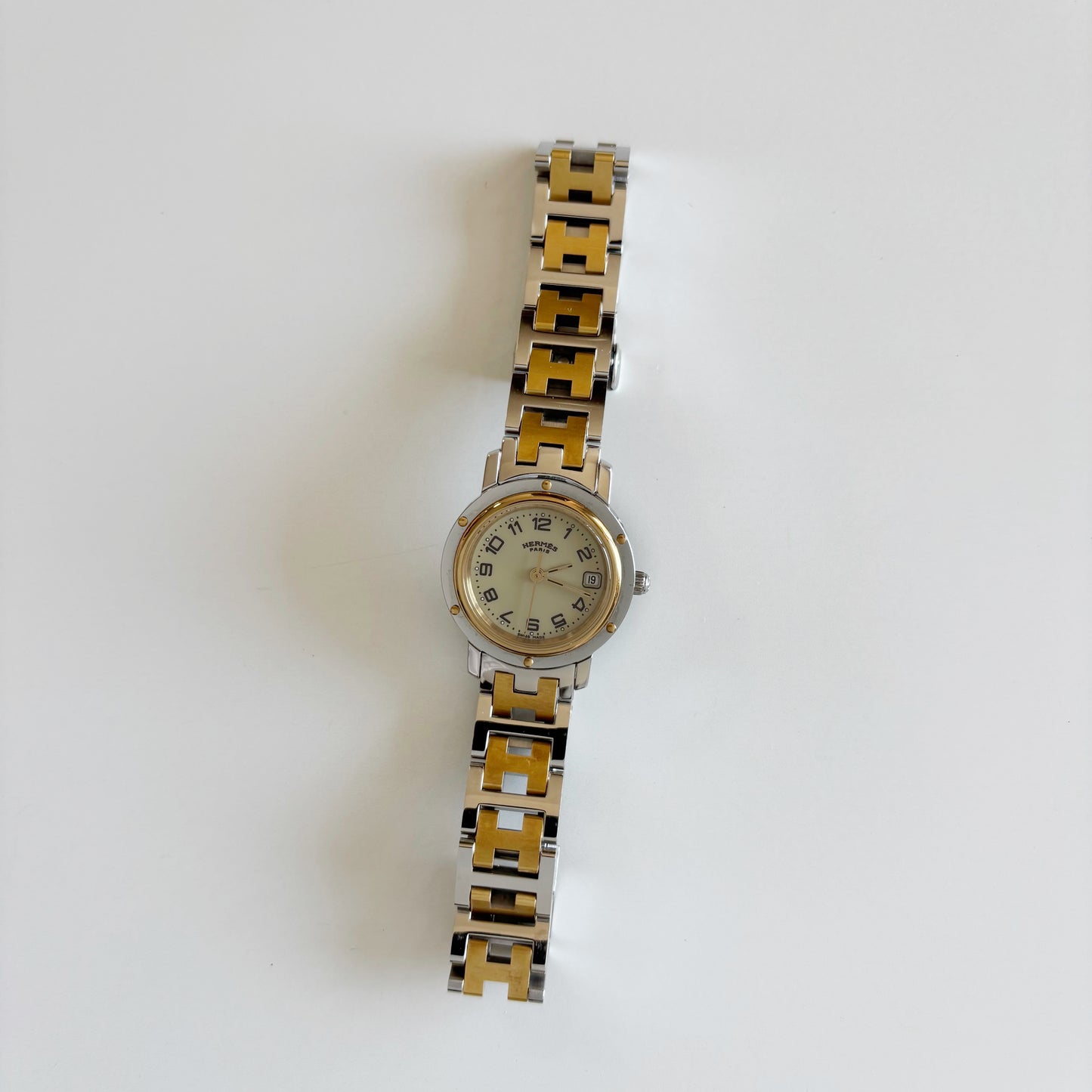 Hermes 1990s Clipper Date Round Dial Watch