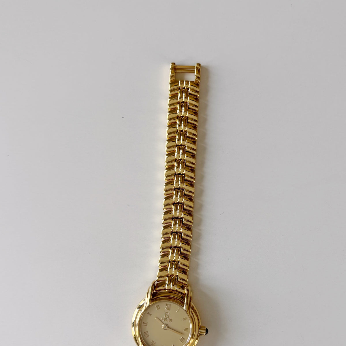 Fendi 1990s Round Dial Gold Plated Watch