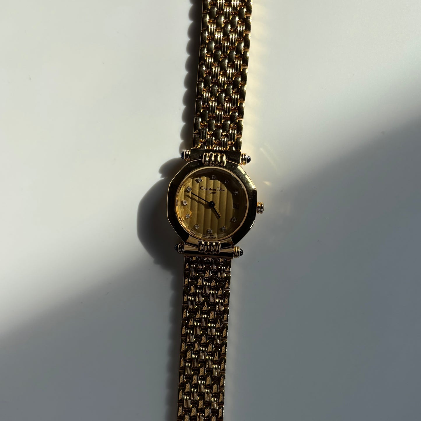 Dior 1990s Octagon Dial Gold Plated Watch