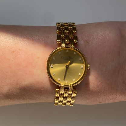 Dior 1990s Bagheera Gold Plated Round Watch