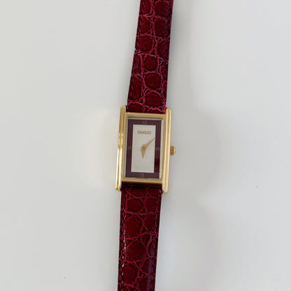 Gucci 1990s Red Tank Gold Plated Watch