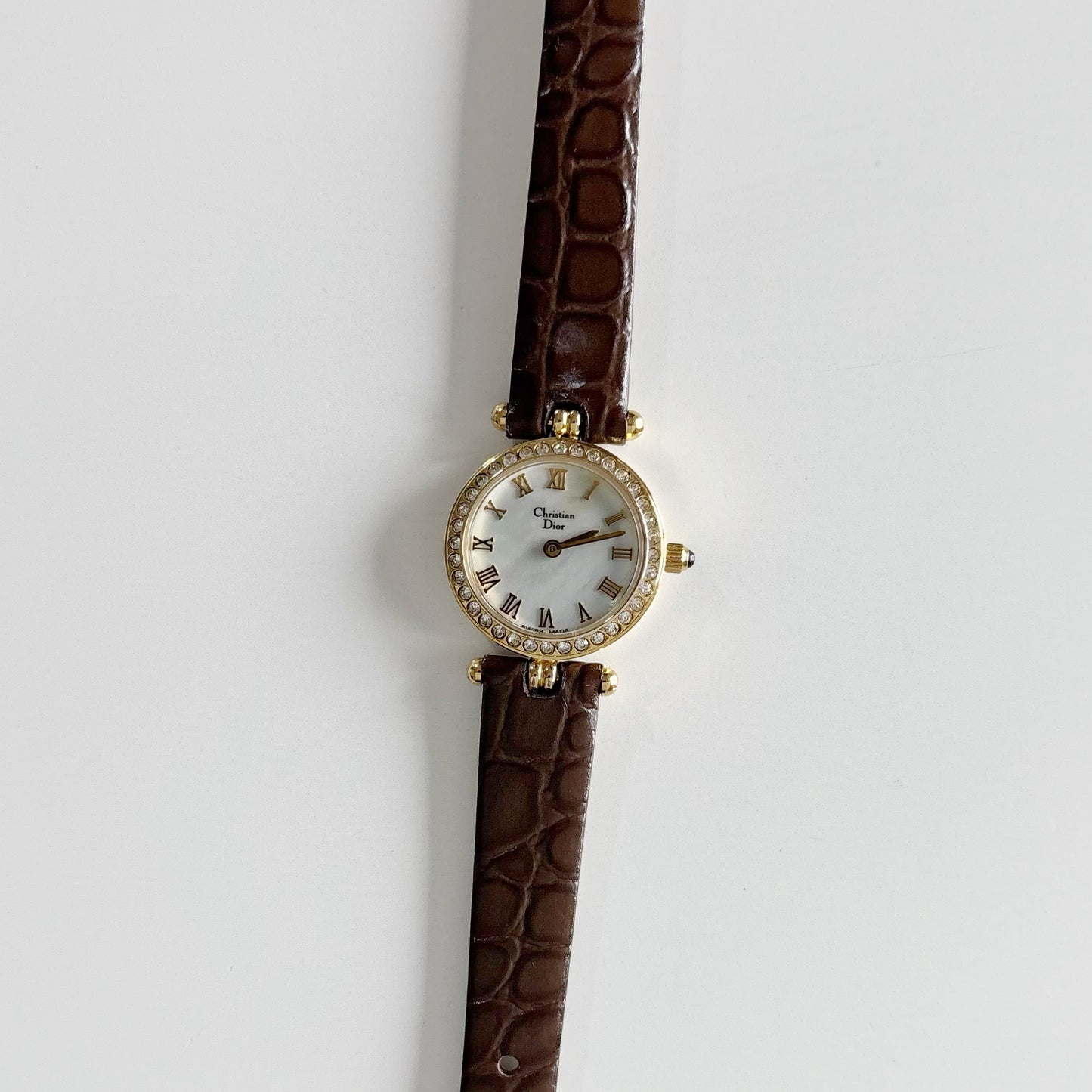 Dior 1990s Seashell Round Dial Gold Plated Watch