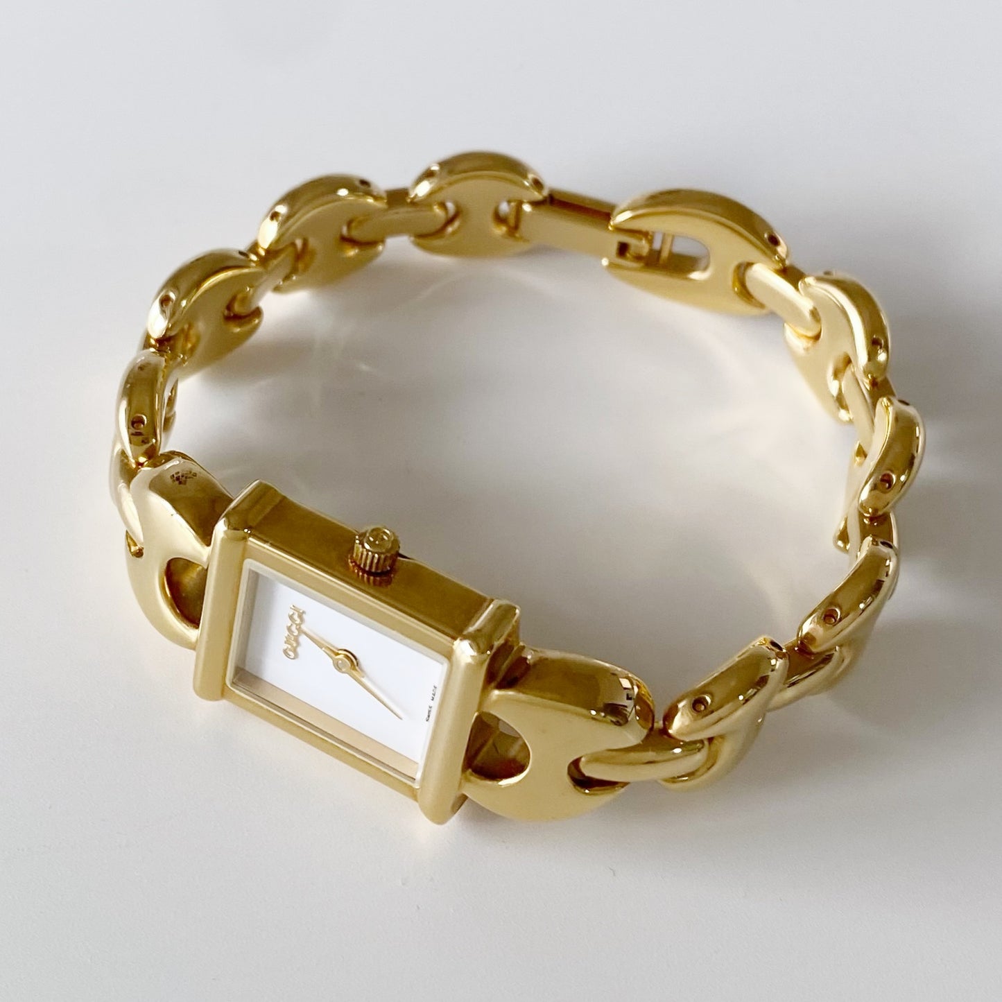 Gucci 1990s Interchangeable Belt Gold Plated Watch with 3 straps, case