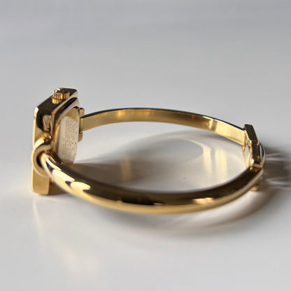 Gucci 1990s Square Dial Gold Plated Bangle Watch (Small)