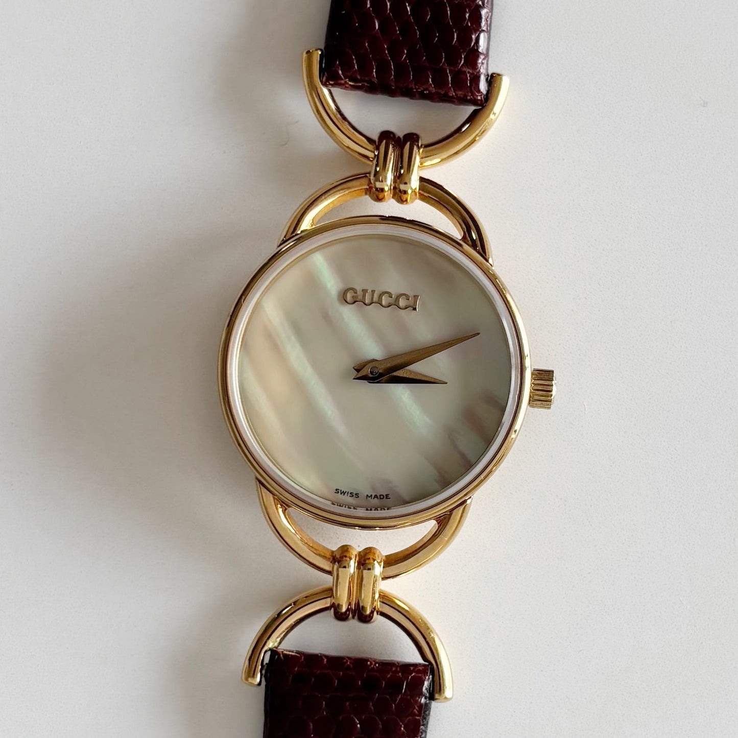 Gucci 1990s Seashell Dial Gold Plated Watch