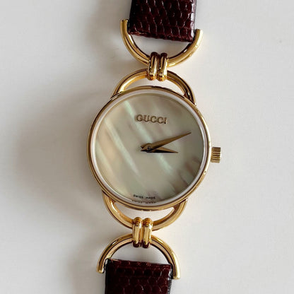 Gucci 1990s Seashell Dial Gold Plated Watch