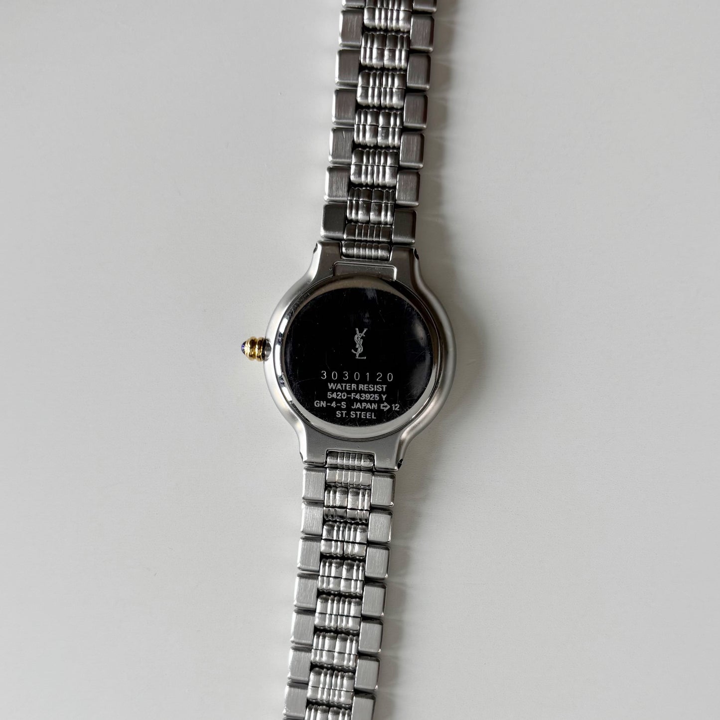 Yves Saint Laurent 1990s Round Dial Two Tone Gold Plated Watch