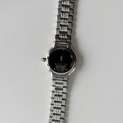 Yves Saint Laurent 1990s Round Dial Two Tone Gold Plated Watch