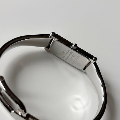 Gucci 1990s Rectangular Dial Stainless steel Bangle Watch