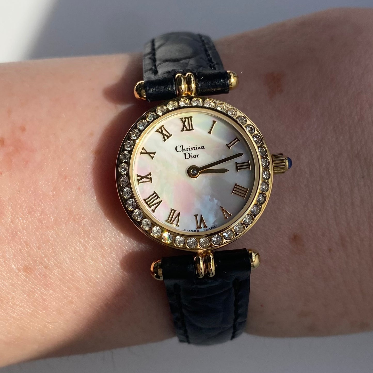 Dior 1990s Seashell Round Dial Gold Plated Watch