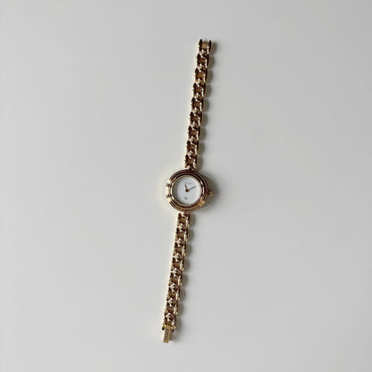 Gucci 1990s Interchangeable Bezel Gold Plated Rice Chain Watch with 6 bezels, case (165mm)