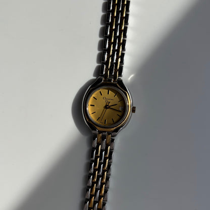 Dior 1990s Date Round Dial Two Tone Watch