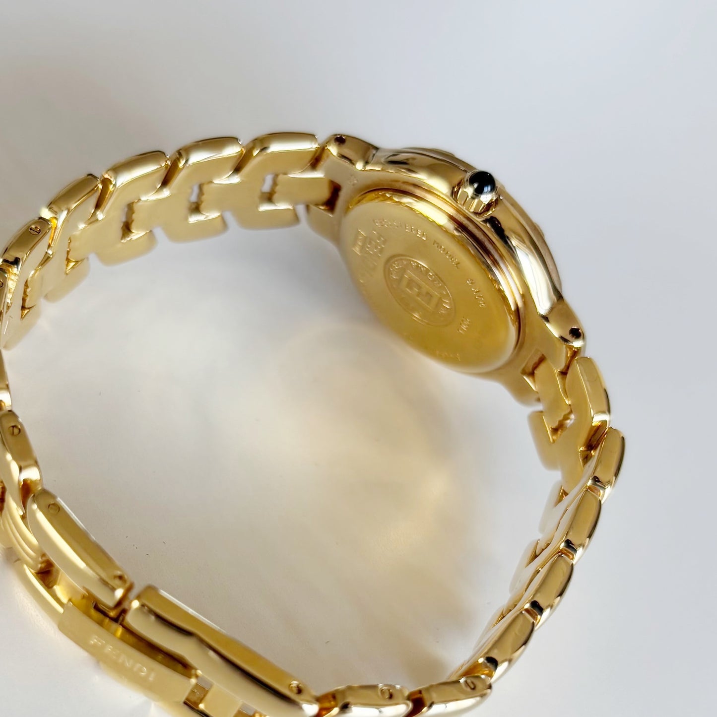 Fendi 1990s Round Dial Date Gold Plated Watch
