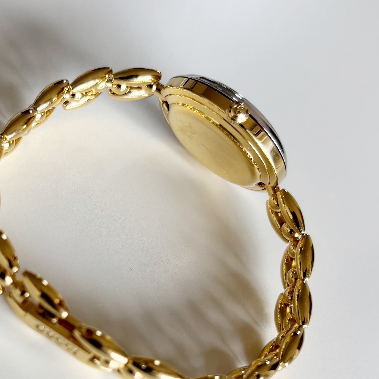 Gucci 1990s Interchangeable Bezel Gold Plated Rice Chain Watch with 6 bezels, case (160mm)