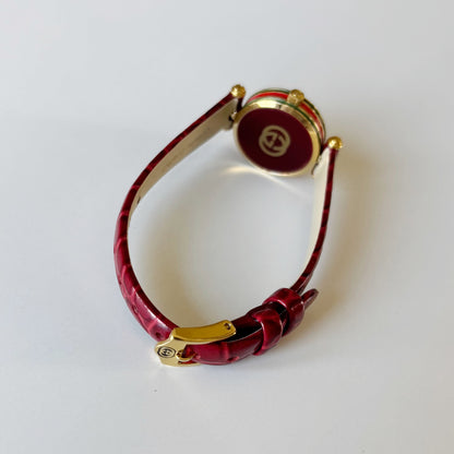 Gucci 1990s Round Dial Red Gold Plated Watch