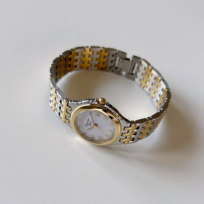 Dior 1990s Date Round Dial Two Tone Gold Plated Watch