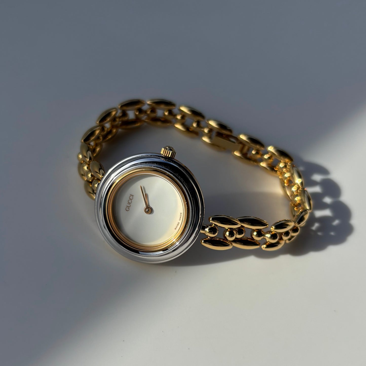 Gucci 1990s Interchangeable Bezel Gold Plated Watch with 6 bezels, case (160mm)