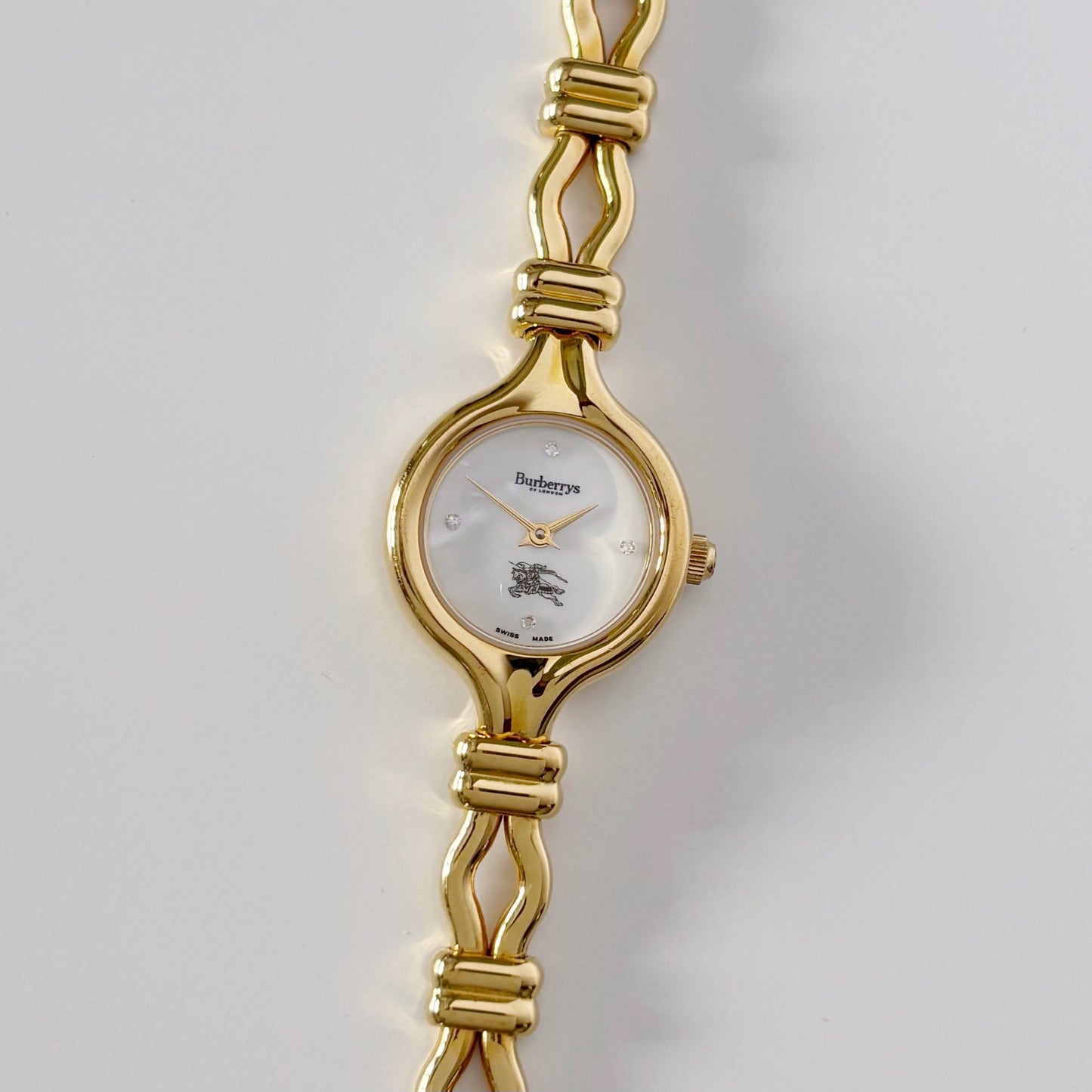 Burberry 1990s Seashell Dial Gold Plated Watch