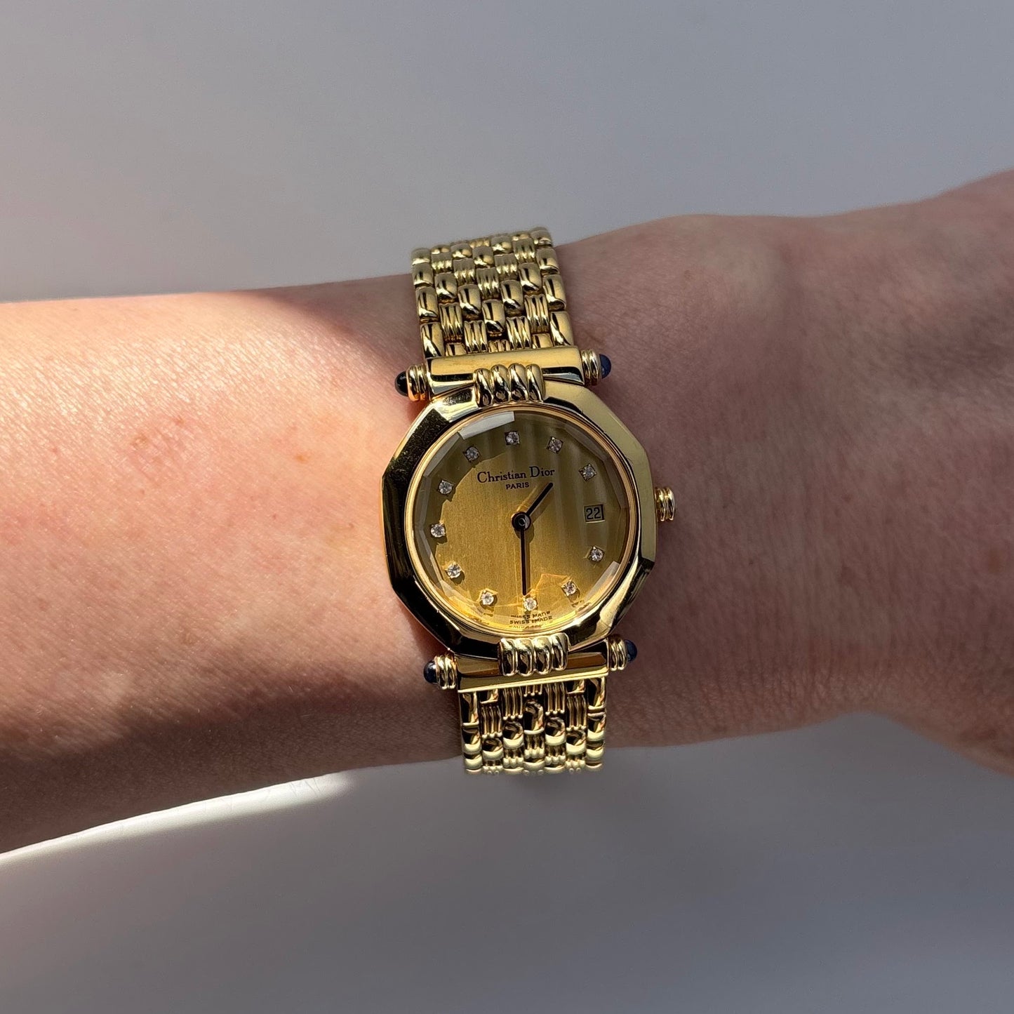 Dior 1990s Octagon Dial Gold Plated Watch