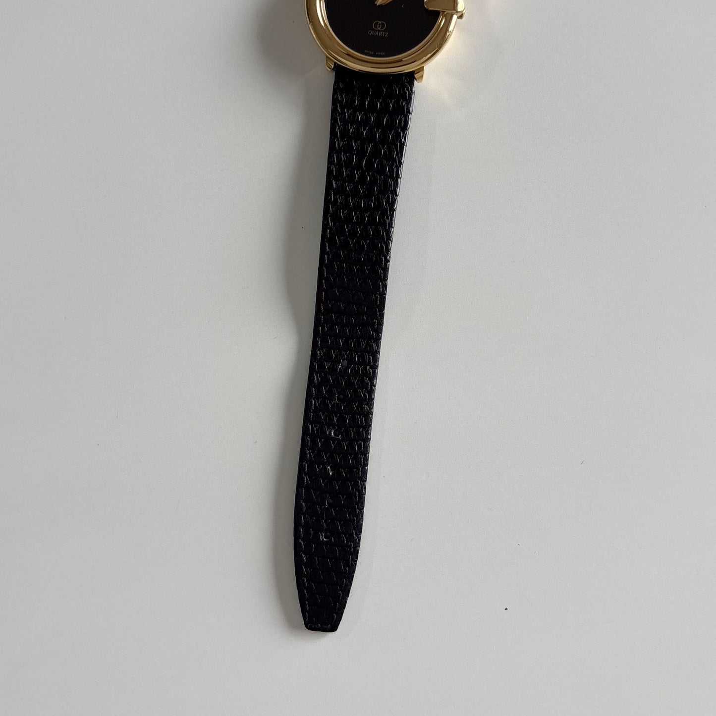 Gucci 1980s Black G Dial Gold Plated Watch (Large)