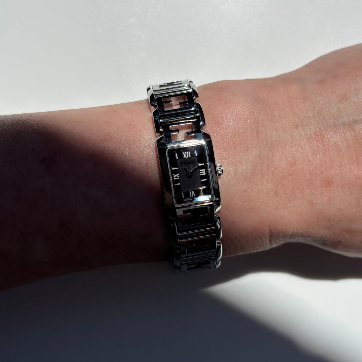 Fendi 1990s Tank Stainless Steel Watch