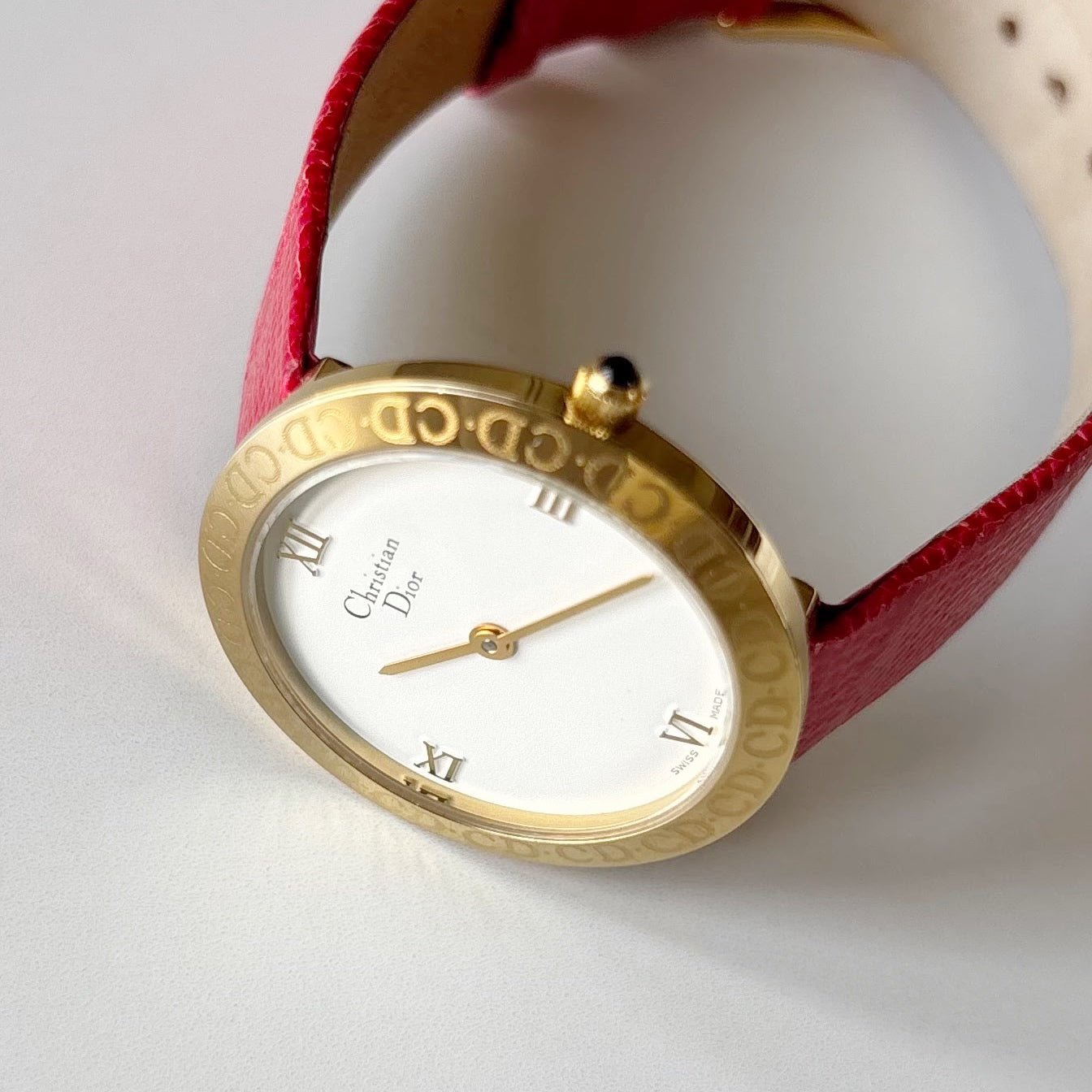 Dior 1990s Round Dial Gold Plated Watch