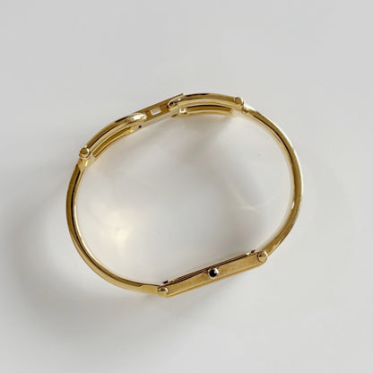 Gucci 1990s Rectangular Seashell Dial Gold Plated Bangle Watch