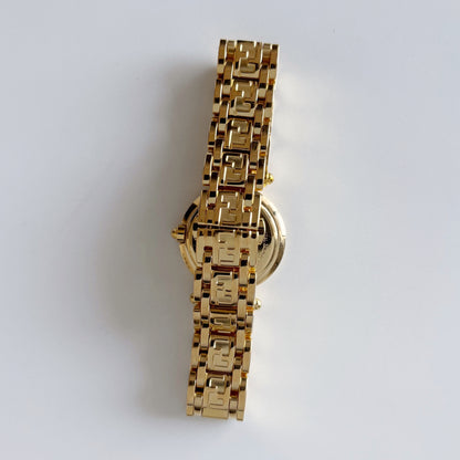 Fendi 1990s Seashell Round Dial Gold Plated Watch