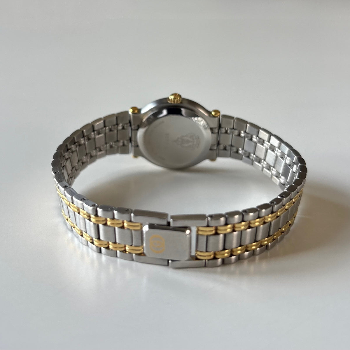 Gucci 1980s Date Round Dial Two Tone Gold Plated Watch