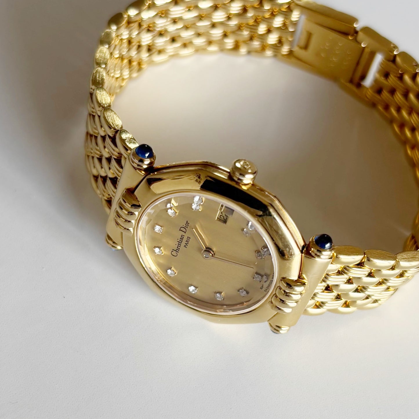 Dior 1990s Octagon Dial Gold Plated Watch