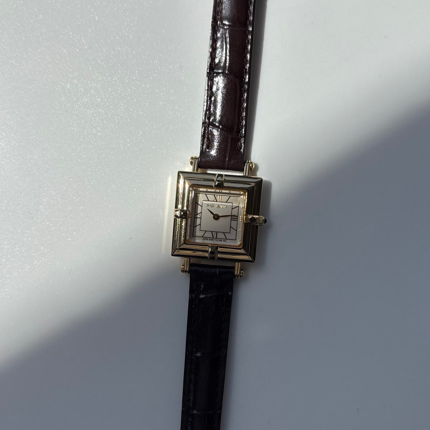 Yves Saint Laurent 1990s Square Dial Gold Plated Watch