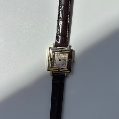 Yves Saint Laurent 1990s Square Dial Gold Plated Watch