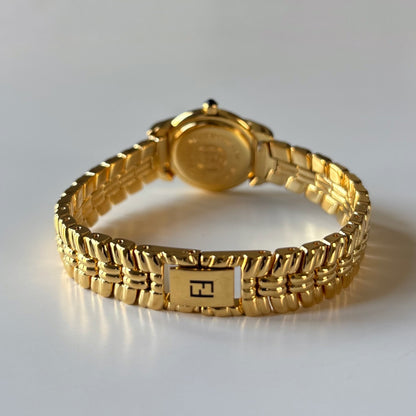 Fendi 1990s Round Dial Gold Plated Watch