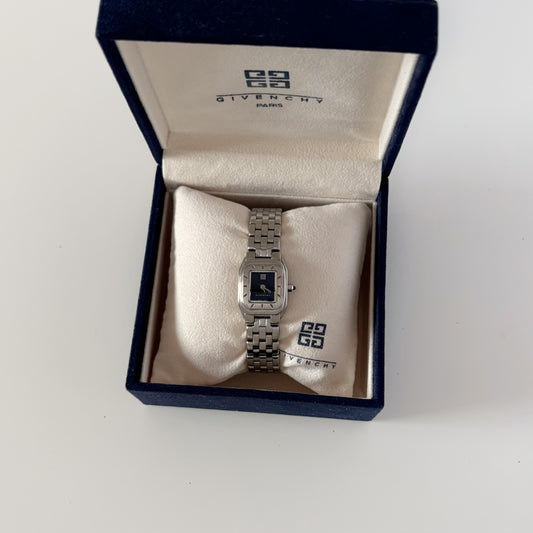 Givenchy 1990s Black Dial Silver Watch