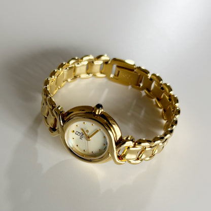 Fendi 1990s Seashell Dial Gold Plated Watch