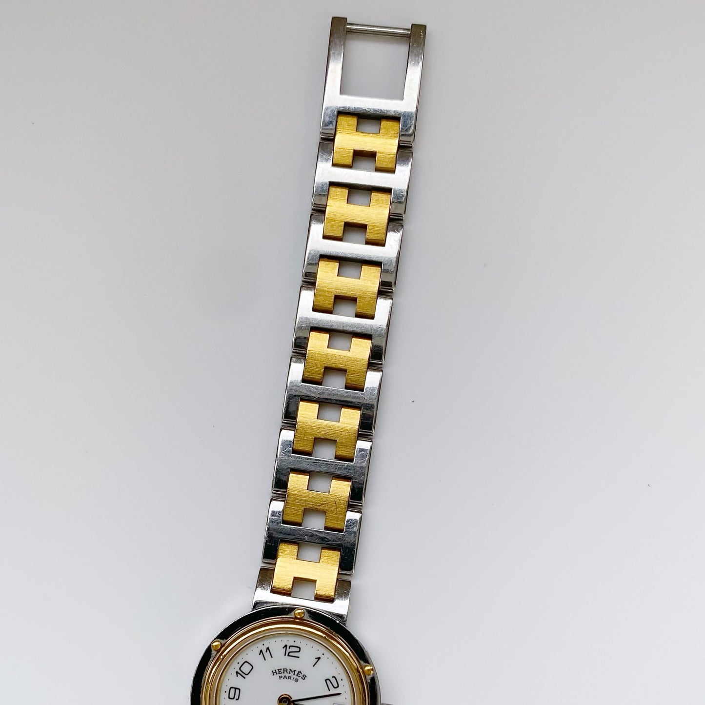 Hermés 1990s Clipper Round Two Tone Watch