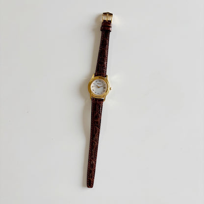 Gucci 1990s Date Round Dial Gold Plated Watch